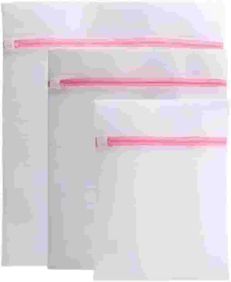 Conjunto De 3 Sacos Para Máquina De Lavar Roupas Delicadas Kit Com 3 Saquinhos Lingerie Lavanderia Lavagem Tamanhos P/M/G Com Zíper Resistente