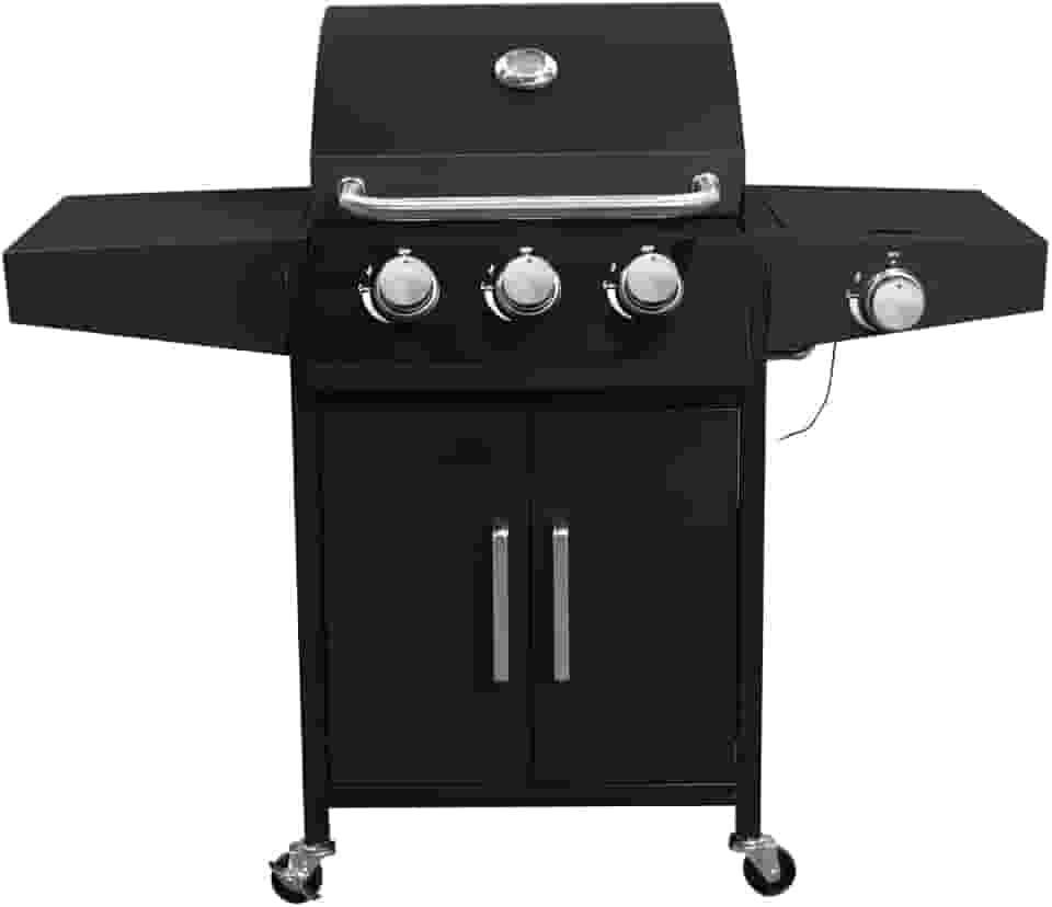 Churrasqueira a Gás 3 Queimadores Centrais 1 Lateral Americana a Bafo Carrinho