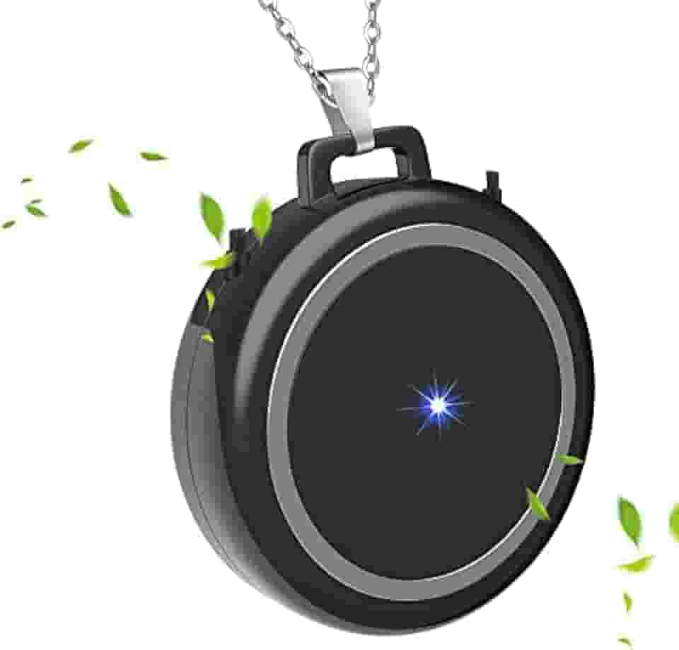 Purificador de ar portátil para adultos/crianças, purificador geral para ambientes internos e externos, purificador de ar pessoal usável, purificação de odor de fumaça, carregamento USB (preto)