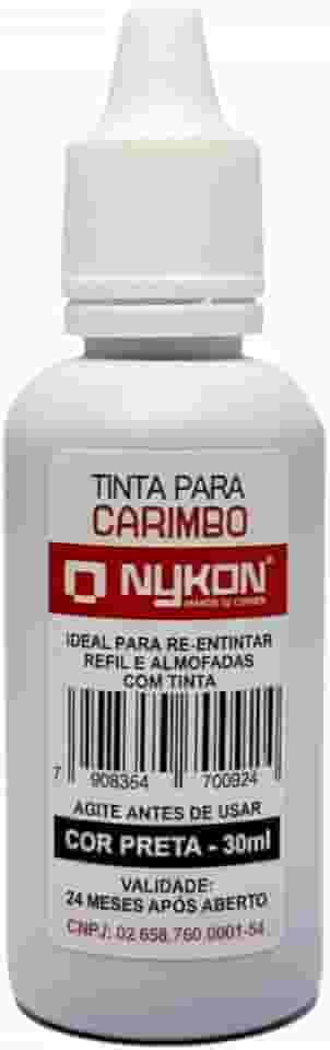 Tinta para Carimbo 30ml Nykon – Refil para Carimbos e Almofadas, Secagem Rápida, Alta Durabilidade, Ideal para Escritórios e Uso Profissional (Preto)