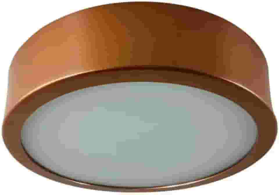 Plafon Redondo Sobrepor, 24cm, Cobre com Difusor em Acrílico, 2 Lâmpadas E27