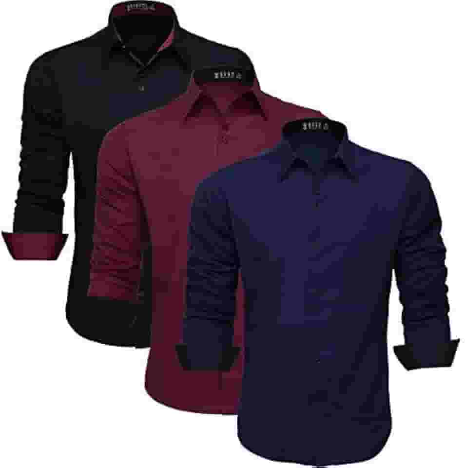 Kit 3 Camisa Masculina Slim Social Manga Longa Fácil de Passar 3K357