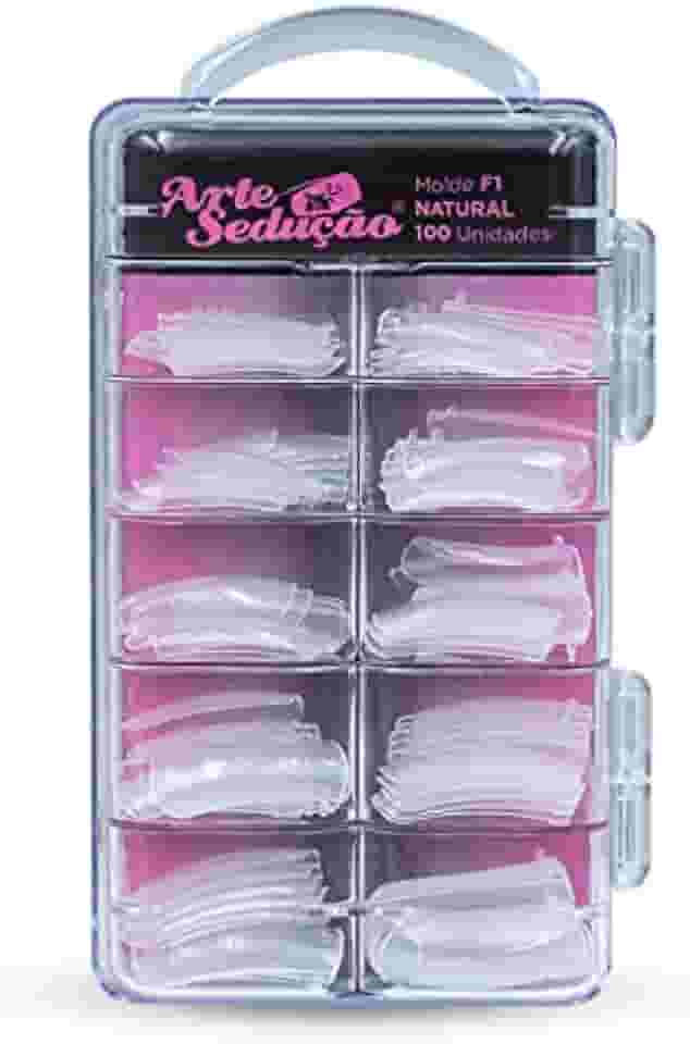 Molde F1 Natural Unhas de Gel, Arte Sedução, 100 Unidades