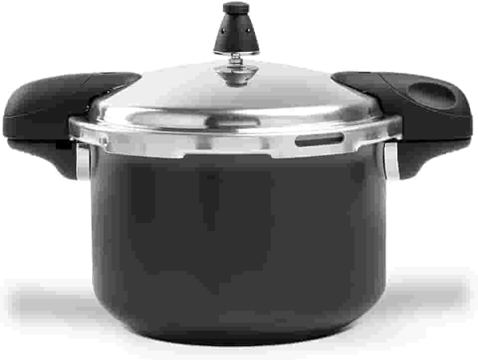 Brinox - Panela de Pressão Pressure 2 Alças 5,4L Ceramic Life Antiaderente com Fundo de Indução - Preto