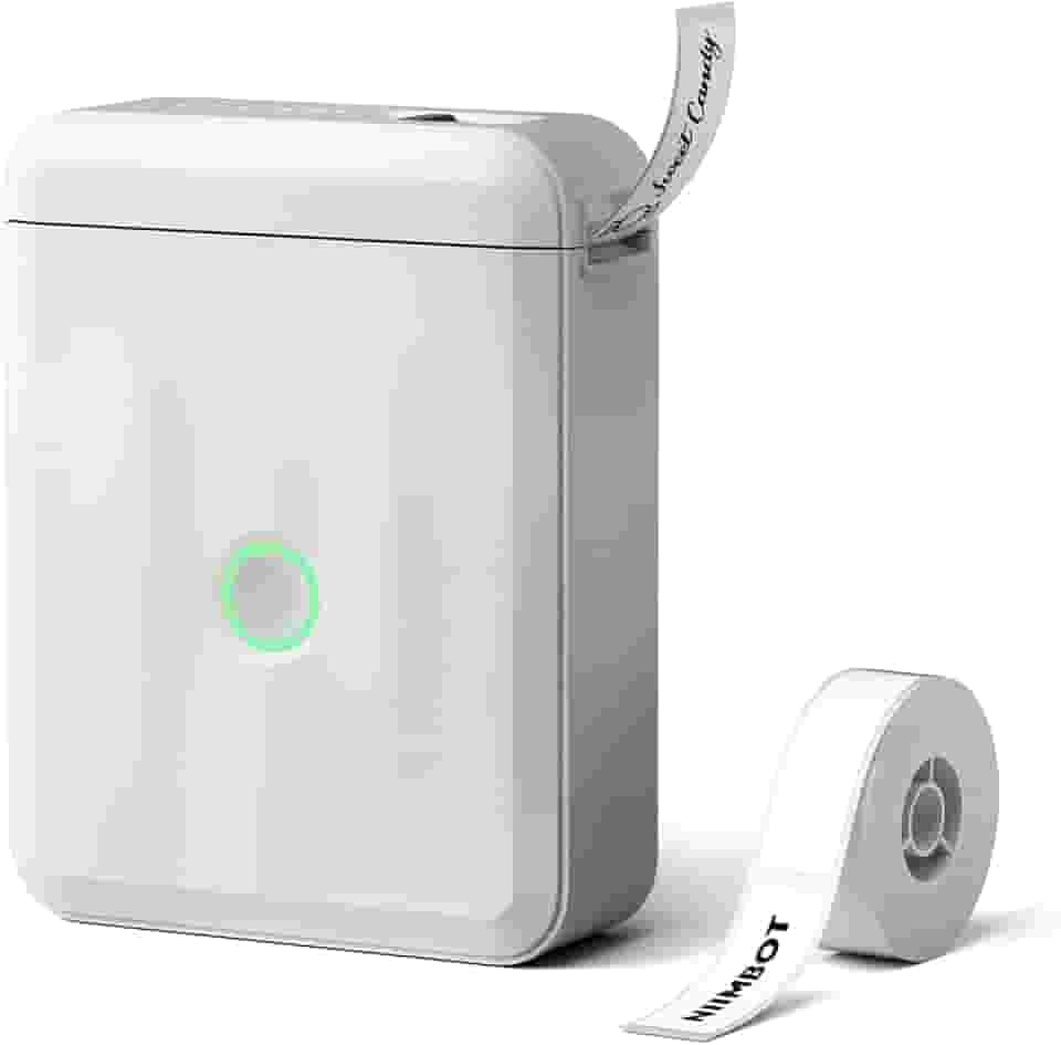 NIIMBOT Máquina de fazer etiquetas com fita, D110 nova versão mini impressora térmica Bluetooth portátil, fabricante de etiquetas para casa, escritório, escola, cinza claro