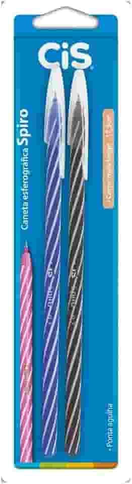 Caneta Esferográfica SPIRO, CIS, Blister c/2 unidades (1 Azul e 1 Preta)