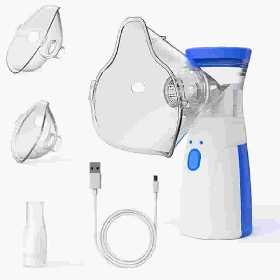 Inalador Nebulizador Ultrassônico Portátill, Compacto e Silencioso, Sem fio | Com 2 Máscaras e Bico de Inalação | para Crianças e Adultos