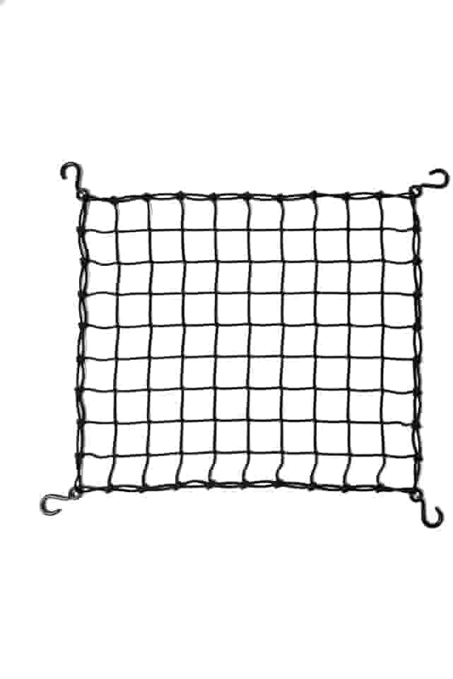 Rede Elástica Aranha Para Carga 40x40 Bomvink Ganchos de Plástico ABS - Segurança Total Para Bagageiro Moto e Bicicleta, Prender Capacete, Baú e Mochila - Extensor Elástico Preto Reforçado