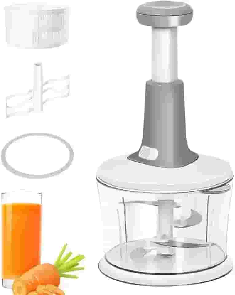 Processador de Alimentos Manual 1500ml Ideal Para Todos Os Tipos De Legumes e Verduras 3 Laminas Aço Inoxidavel Praticidade e Agilidade na Cozinha - Cores Sortidas