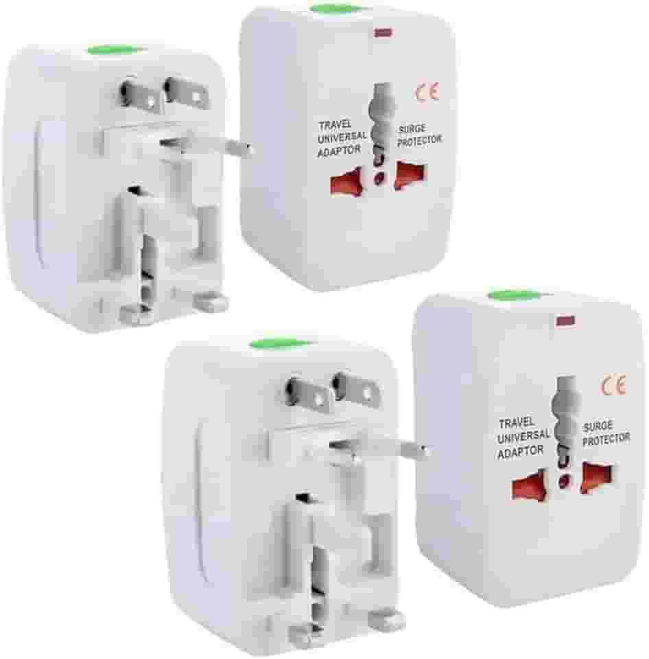 Kit 2 Adaptadores de Tomada Universal Padrão Internacional Bivolt – Acessório Para Viagens - Compatível EUA, Europa Brasil Inglaterra - Modelo Premium
