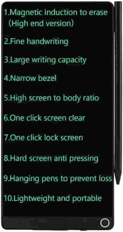 Mini tablet de escrita LCD atualizado, blocos de desenho eletrônicos reutilizáveis apagáveis de 16,5 cm, bloco de rascunho eletrônico, canetas para pendurar (preto)