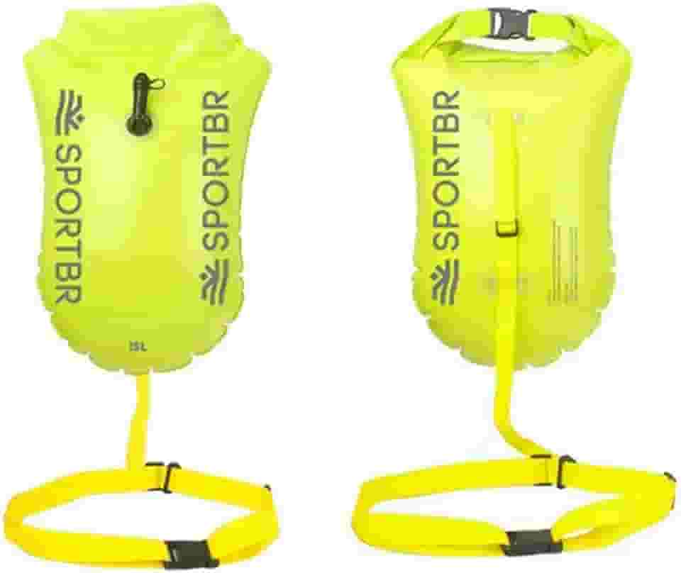 SPORTBR - Bóia e Sinalizador para Natação em Mar Aberto - Bóia com Apito, Faixa de Segurança, Item de Sinalização, Dispositivo para Águas Abertas, Bóia para Nadadores, Kit Salva-vidas