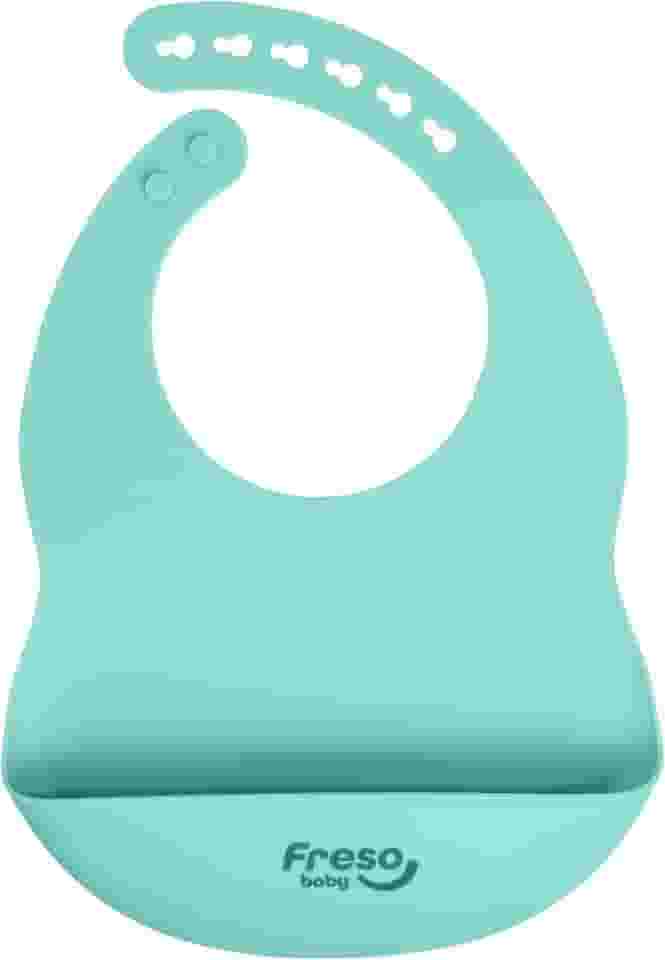 Freso Baby Babador Silicone Alimentação Bebê Introdução Alimentar Blw Impermeável Fecho Ajustável Com Bolso Pega Migalhas Livre De Bpa Cor Verde