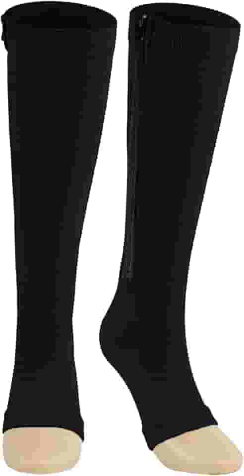 Meia de Compressão Com Ziper Tratamento De Varizes E Trombose, Sem Ponteira, Elástica Tamanhos M/G