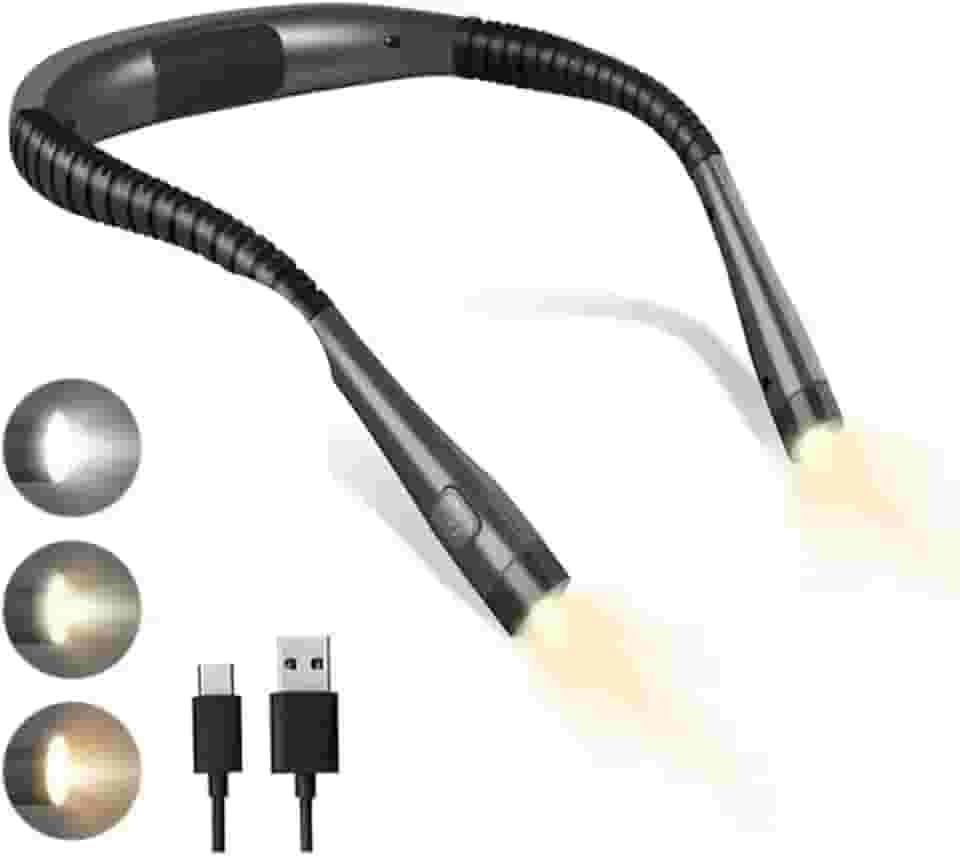 BEMMY Luz de Leitura Recarregável, Luz de Pescoço Dobrável com 3 Cores, Luminaria de Livro 1000mAh. A única Loja Autorizada "Bemmy-BR".