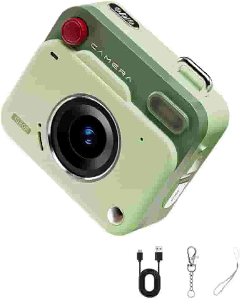 Mini câmera digital 1080p HD retrô CCD filmadora fotográfica com tela IPS de 4,5 cm, fotos de alta resolução 8000 x 6000, câmera de bolso compacta portátil para estudantes, viagens (verde (sem cartão
