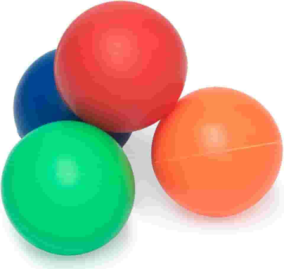 Kit 4 Bolinhas de Borracha para Frescobol, Fisioterapia e Pets, 4cm, Multicoloridas