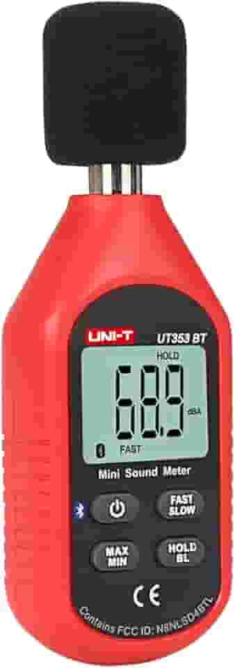 UNI-T Decibelímetro Ut353Bt, Medidor de Nível de Som Digital 30-130Db Dispositivo de Medição de Volume de Ruído de Áudio Aplicativo Gratuito para Ios/Android, Máx./Mín. Rápido/Lent (,)
