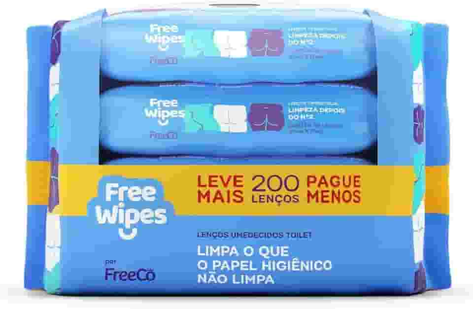 Free Wipes Lenço Umedecido Toilet Pack com 4 unidades