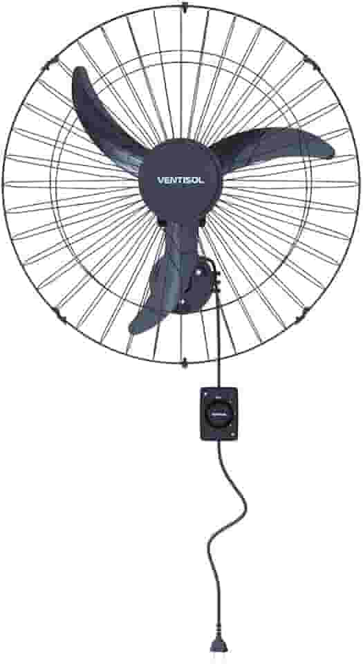 Ventisol Ventilador de Parede Oscilante, 3 Pás Premium, Preto, 60cm, Bivolt