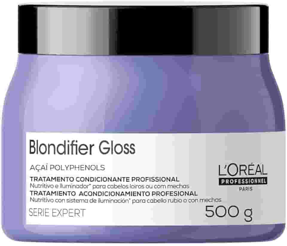L'Oréal Professionnel Máscara Capilar Blondifier Gloss, Restaura e Ilumina os Fios, Para Cabelos Loiros e Descoloridos, Cabelos Nutridos e Tons Amarelados Neutralizados, 500g