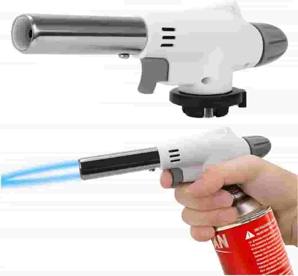 Maçarico Culinário Profissional Portátil Pistola de Chama para Culinária Gás Butano 1300°C Regulagem Chama Automático Multiuso Cozinha Gourmet Premium