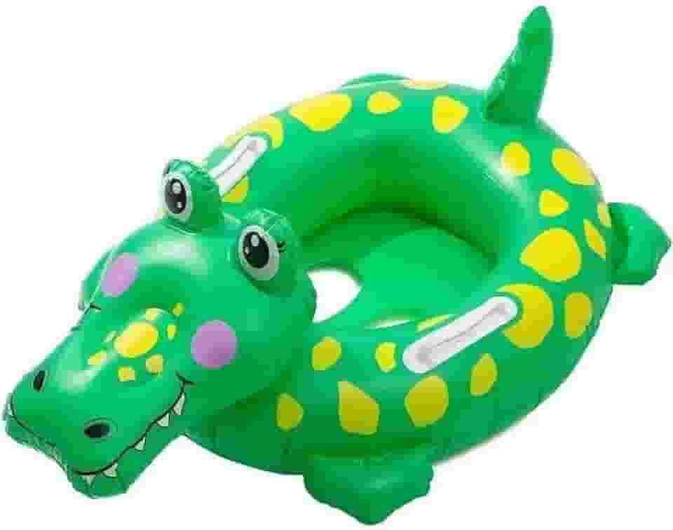 Boia Infantil Jacaré Crocodilo com Assento Fralda – Segurança e Diversão para Bebês na Piscina (1-3 Anos)