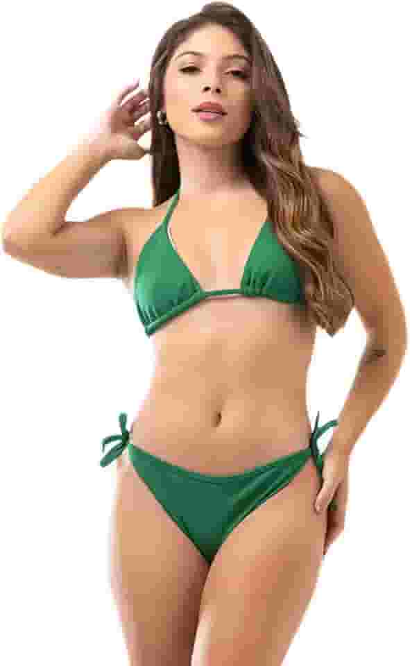 Biquíni Cortininha de Fio Amarração Lateral Moda Praia