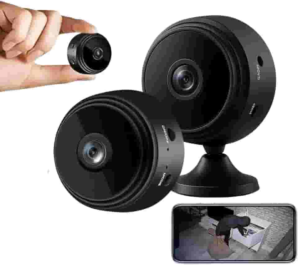 Kit 2 Mini Câmeras Espiã Wifi HD Portátil Sem Fio Visão Noturna Gravador de Voz Suporta Cartão Babá Eletronica Camêra de Segurança