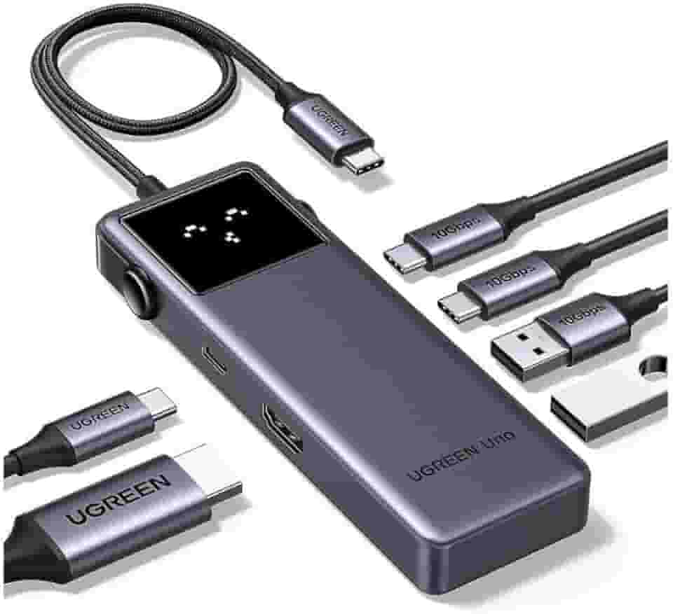 UGREEN Uno Hub USB C, 6 em 1 Robot Adaptador USB C 3.2 Gen 2 com HDMI 4K 60Hz, 2*USB e 2*USB C 10Gbps, PD 100 W Compatível com MacBook Pro Air Surface Chromebook DELL XPS e Mais Dispositivos Tipo C