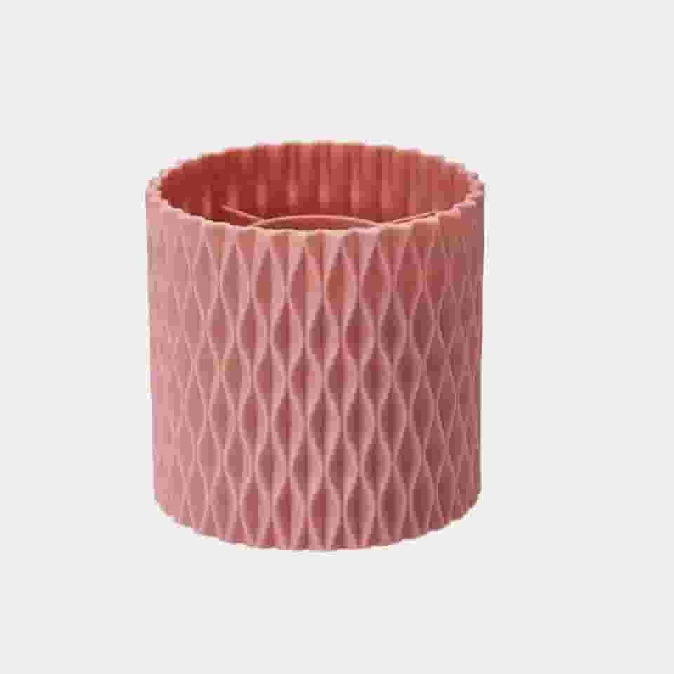 Porta Pinceis Organizador Decorativo Giratório, Design Ondulado, Com 5 Divisórias, Medias de 11.7x 1.8cm, Para Maquiagem, Pentes, Batom e Pinceis (Rosa)