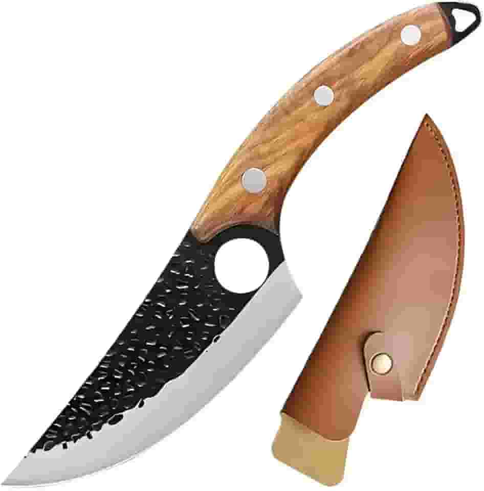 Faca Cutelo Artesanal para Churrasco, Lâmina em Aço Inox Premium, Cabo em Madeira