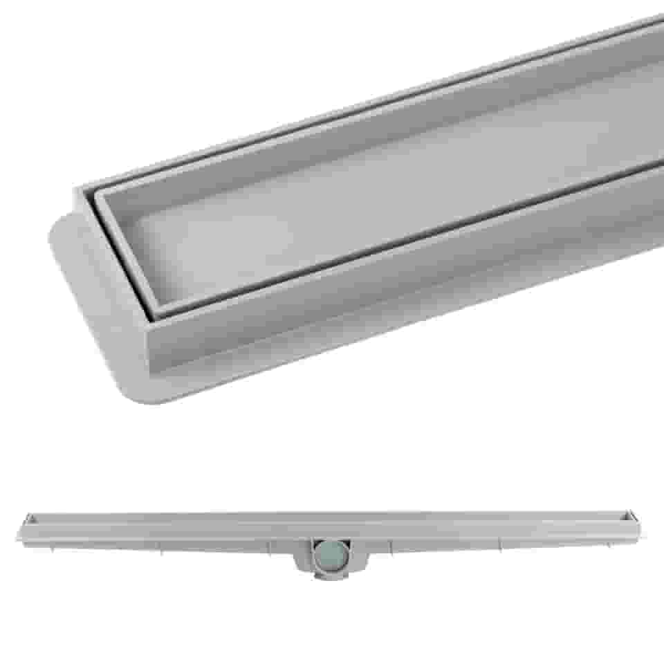 Ralo Linear Oculto Invisível Inteligente Sifonado para Banheiro Piso Porcelanato 6x70cm (Cinza)