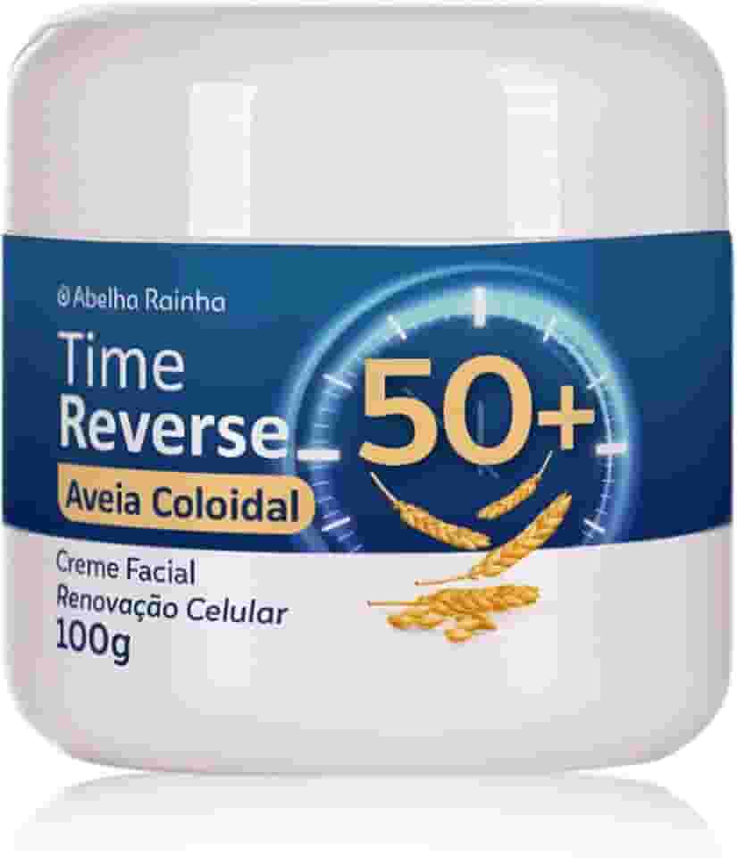 Abelha Rainha Time Reverse 50+, Creme Facial Renovação Celular com Aveia Coloidal, Ácido Glicólico e Vitaminas A e E, 100g
