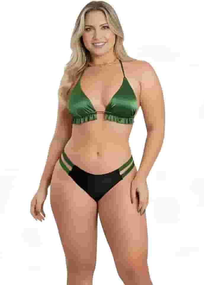 Biquíni Dupla Face Praia Piscina Top Cortininha Calcinha