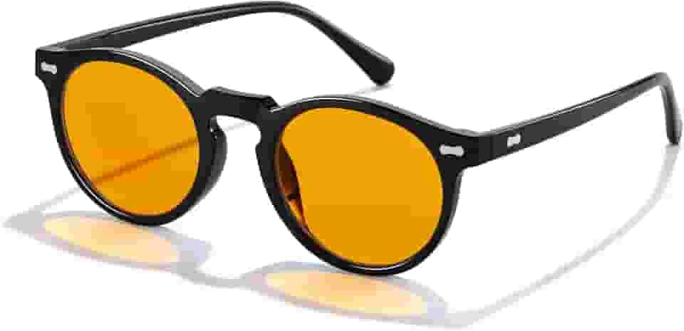 Óculos de leitura de computador com bloqueio de luz azul âmbar 99% lente laranja para dormir melhor, tensão ocular homens e mulheres leitores de sol