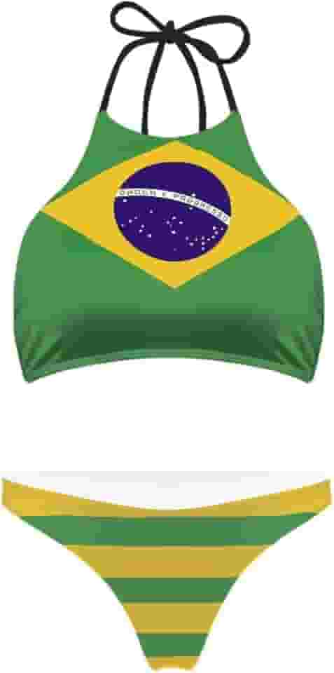 Conjunto de biquíni feminino, gola alta, frente única, roupa de banho de duas peças, calcinha triangular para mulheres