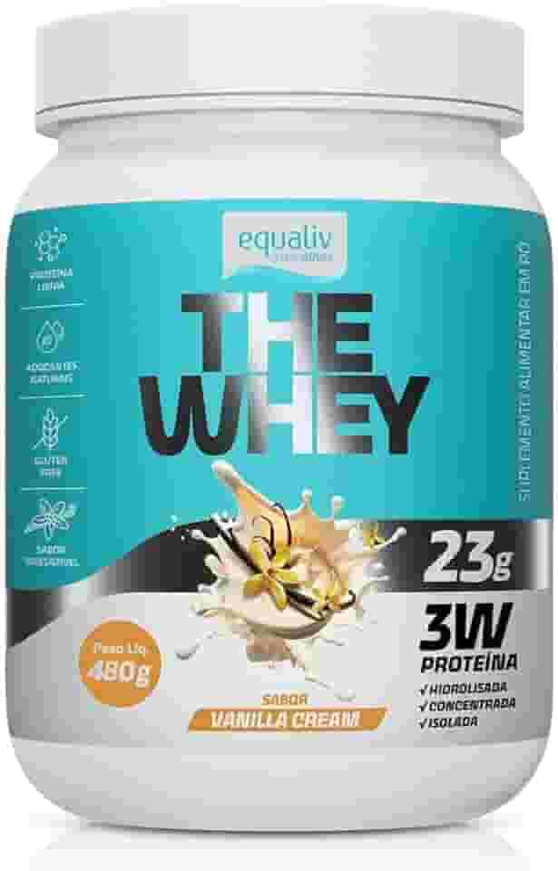 Equaliv The Whey 480g – Whey Protein Concentrado, Isolado e Hidrolisado para Ganho de Massa e Recuperação Muscular – Sabor Vanilla, Adoçado Naturalmente