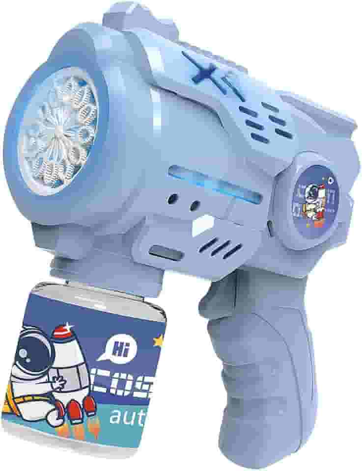 Máquina de Bolhas Infantil Astronauta com 12 Saídas Pistola de Bolhas Automática Portátil Sem Bateria Sem Água de Bolha Lança Bolha Sabão Automática Colorido Brinquedo Infantil Premium Cores Sortidas