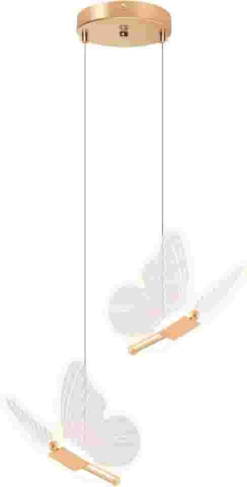 Lustre Pendente LED Two Butterflies, Luminária Pendente Ouro Com Temperatura Tricolor, 3000K-6000K