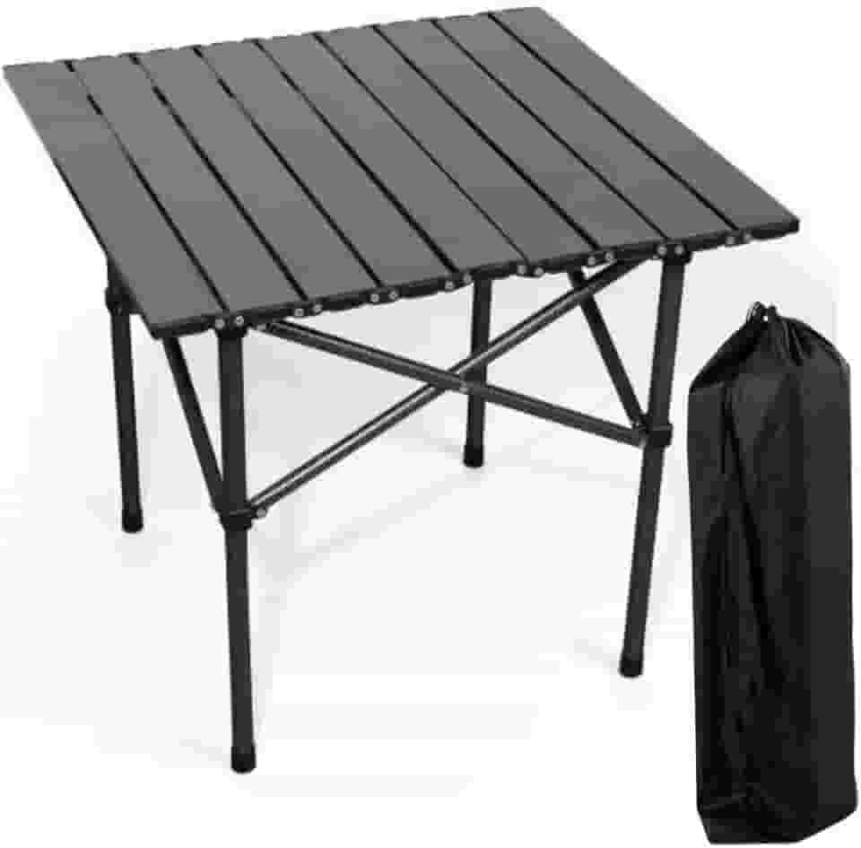 Mesa Dobrável para Camping 53x55x49cm Portátil Suporta até 30kg Estrutura em Metal Compacta e Leve 0011 (Preto)