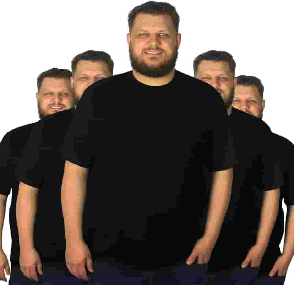 Kit 5 Camiseta Plus Size Masculina Algodão Basica Lisa Camisa G1 G2 G3 G4