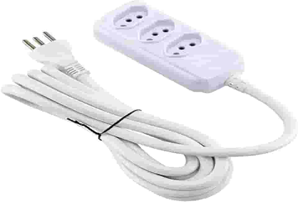 Extensao 3Mtrs Bivolt 20A Branca 3 Tomadas