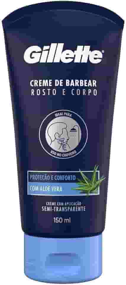 Gillette Creme de Barbear Rosto e Corpo com Aloe Vera, Ideal para Barbear com um Aparelho de Barbear no Chuveiro 150mL