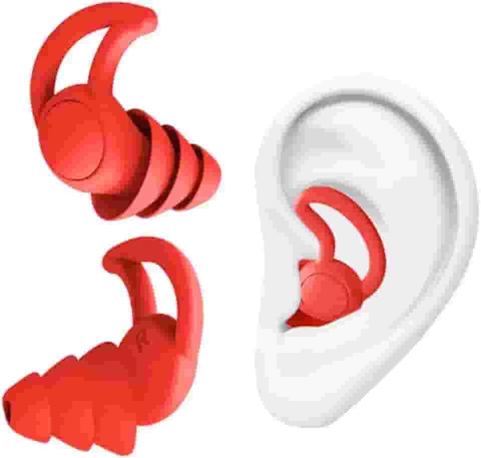 Abafador de Ruídos até 33db Redutor de Som Protetor Auditivo Auricular Tampão Sonoro Confortável Reutilizável Ideal para Dormir Estudar Natação (Vermelho, Tamanho único)