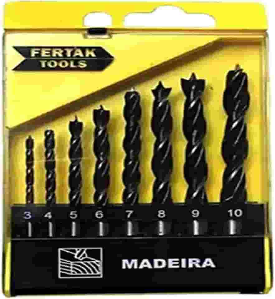 Jogo de Brocas Para Madeira, Fertak, 8 Peças