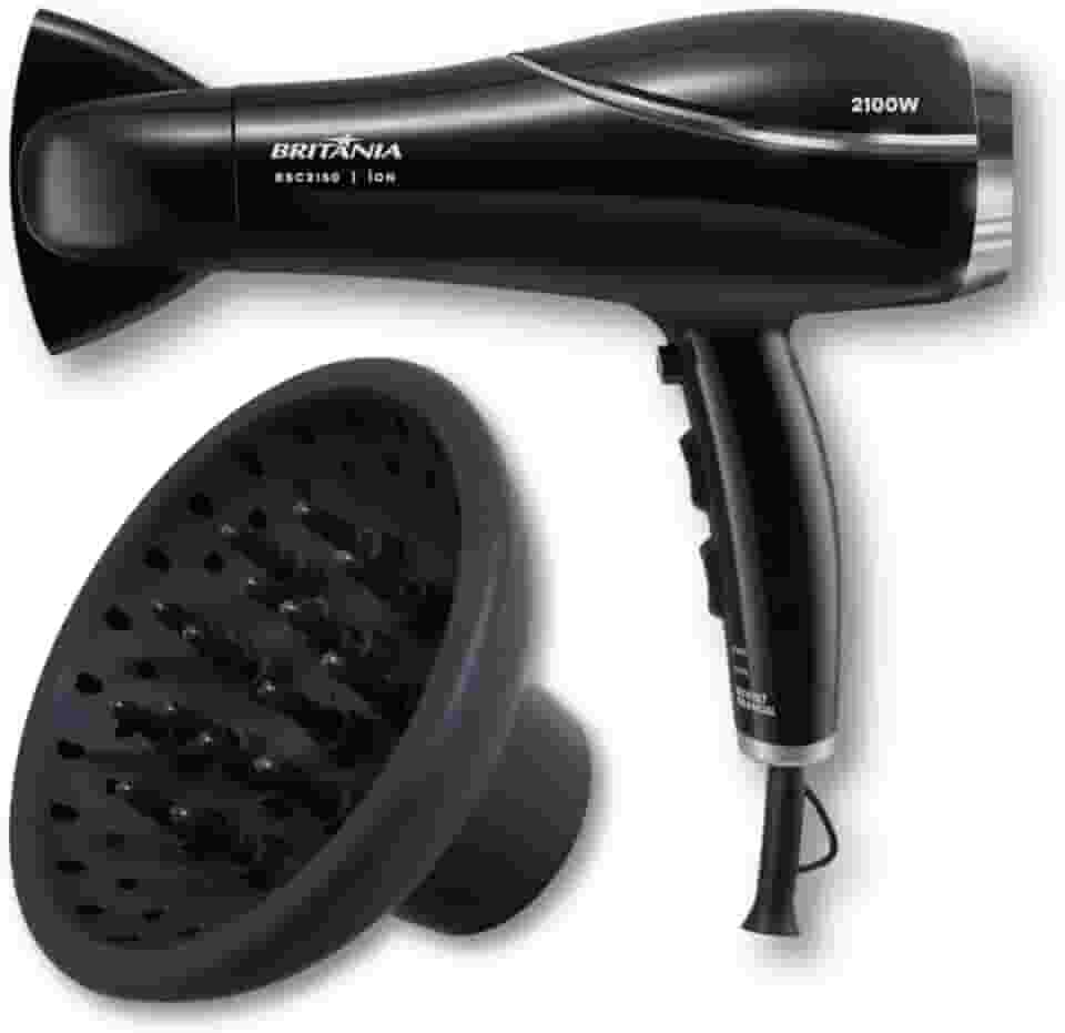 Secador de Cabelo Britânia 2100W Íons Bivolt BSC2150 com Difusor de Cachos