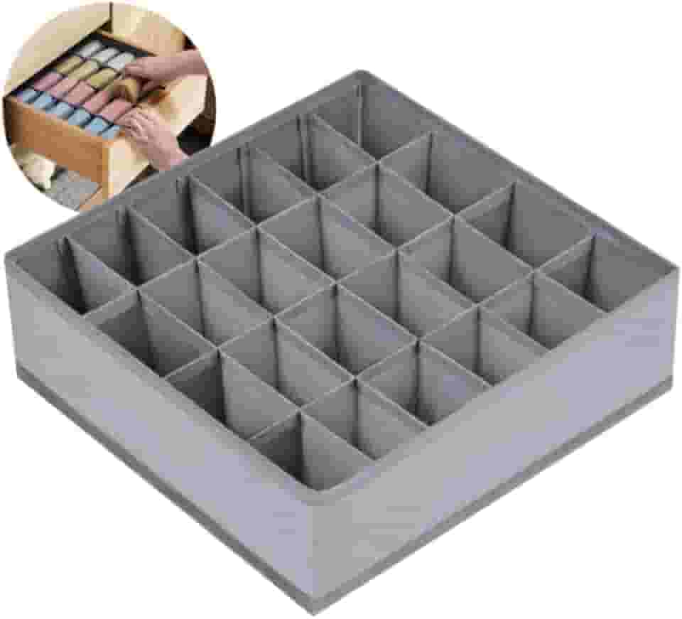 Organizador de Peças Íntimas com 24 Divisórias para Meias Cuecas Calcinhas e Biquínis Compacto e Prático para Gavetas, Armários ou Closet