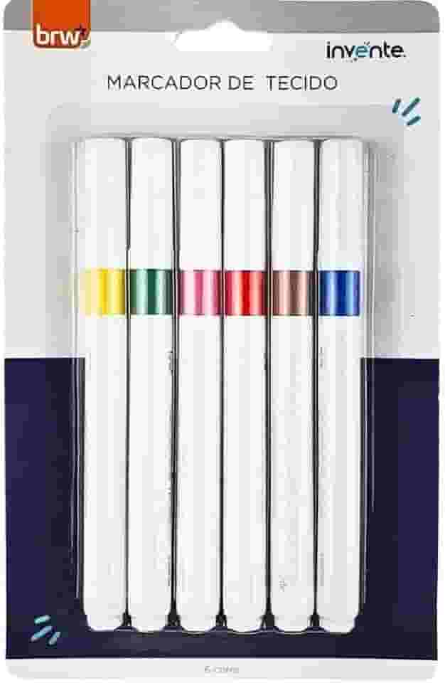 Caneta para Tecido Blister com 6 Cores, BRW