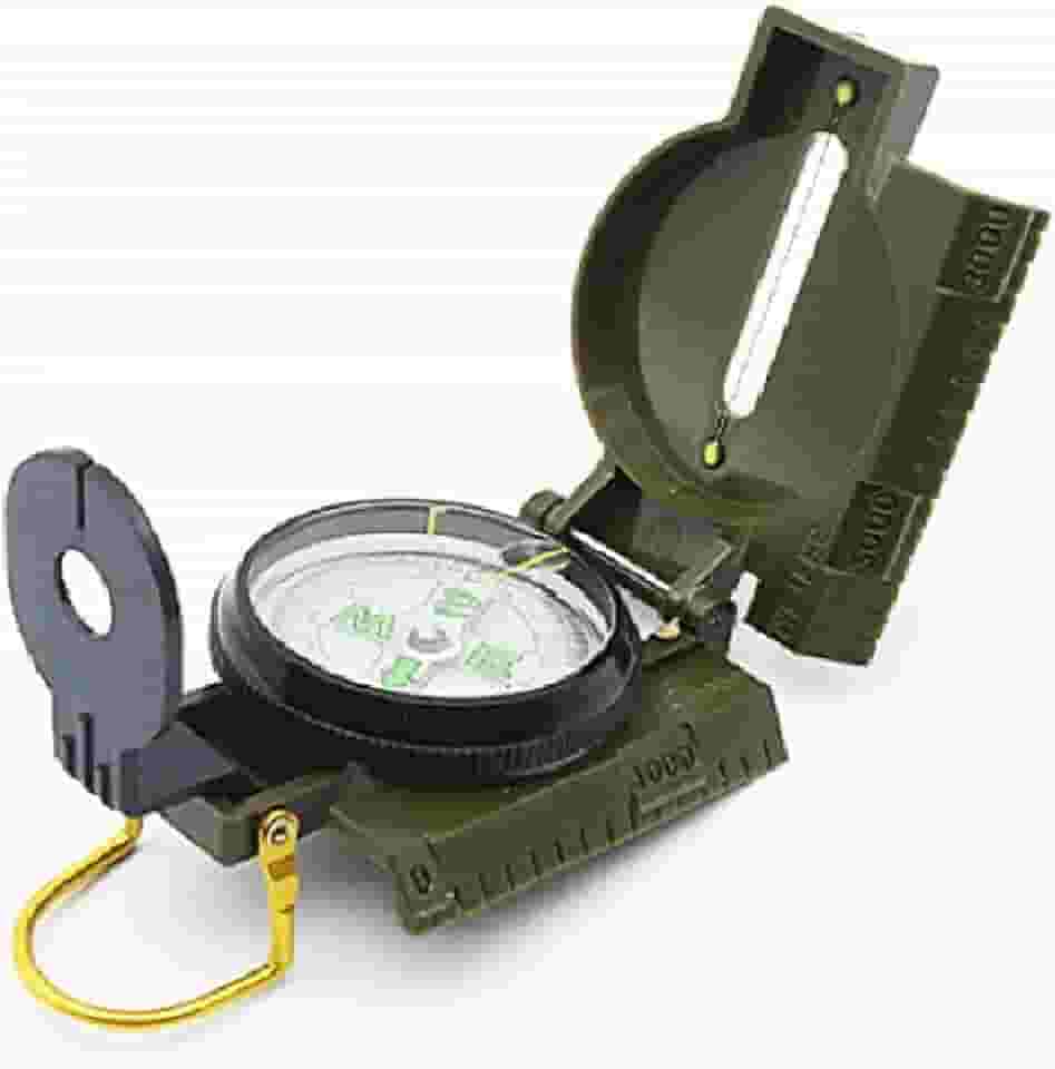 Bússola de mira multifuncional com clinômetro – ferramenta de navegação impermeável durável com mostrador luminoso e régua para caminhadas, acampamento, trekking